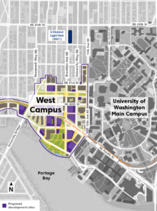 Map of University of Washington's West Campus in Seattle, WA