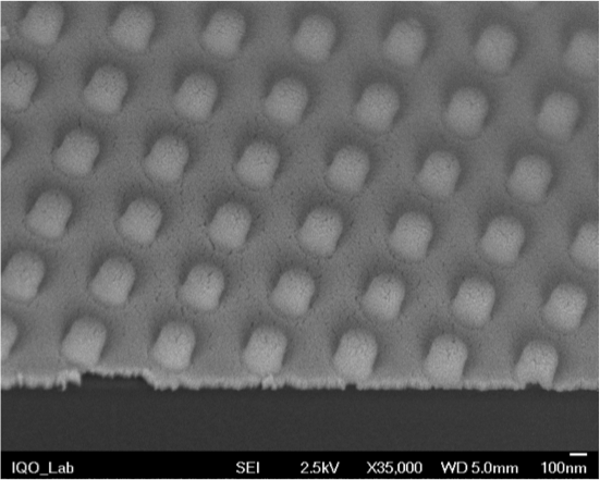 Nano imprinted anti reflective coating. SEM Nano imprinted anti reflective coating. SEM