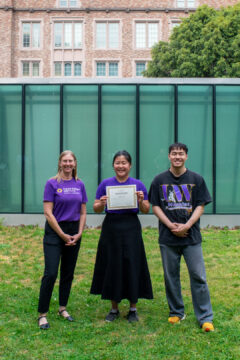 From left: Danica Hendrickson, Alison Wang, and CEI Education & Training Fellow Austin Wang at CEI&rsquo;s end-of-year seminar on May 28, 2026.